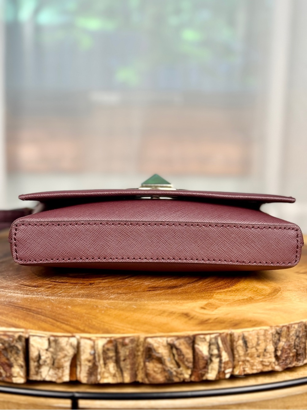 Kate Spade Plum Burgundy Saffiano Leather Crossbody - Turn Lock Gold HW - EUC - Picture 6 of 13